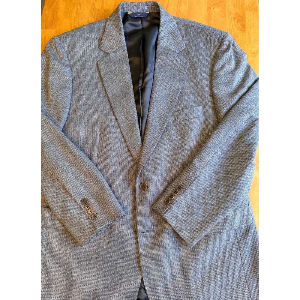 Brooks Brothers 346 Mens Herringbone Blazer Black Grey Two Button Sport Coat